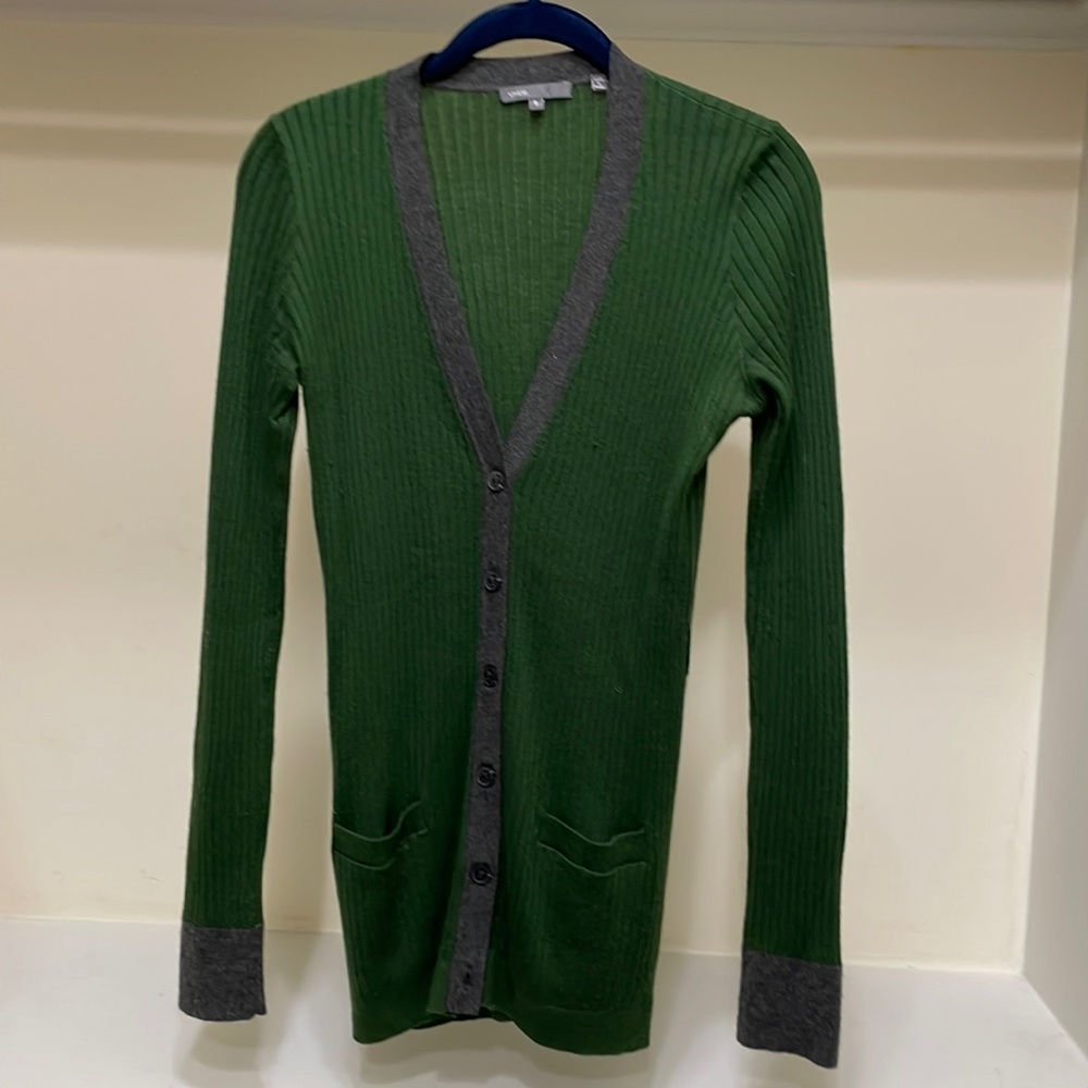 Vince green and gray cardigan